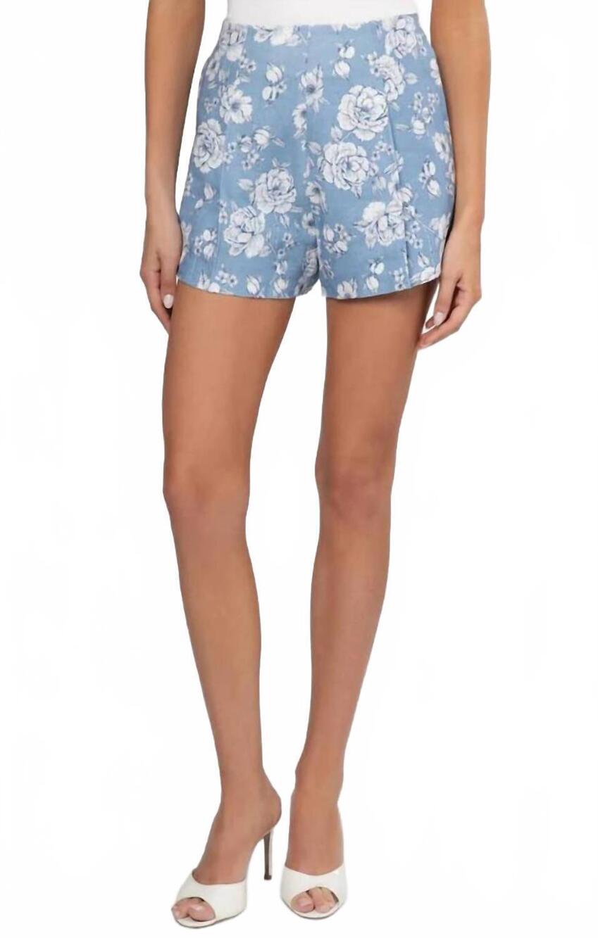 NEW GENERATION LOVE carmine floral linen shorts in blue
